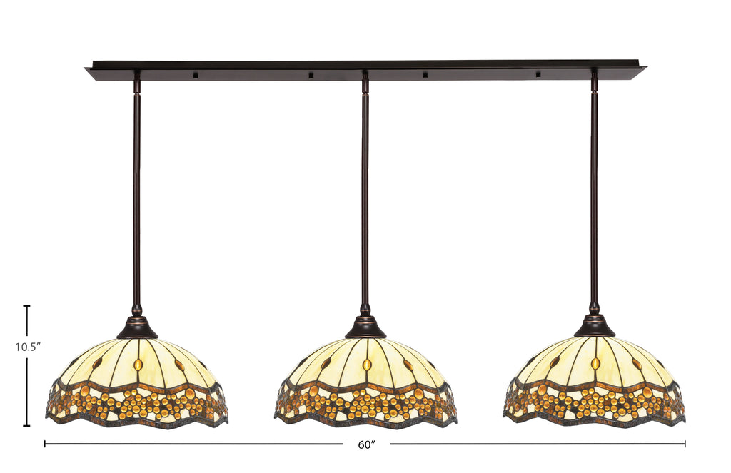 Any Three Light Multi Light Pendant in Dark Granite with 16" Roman Jewel Art Glass Shade