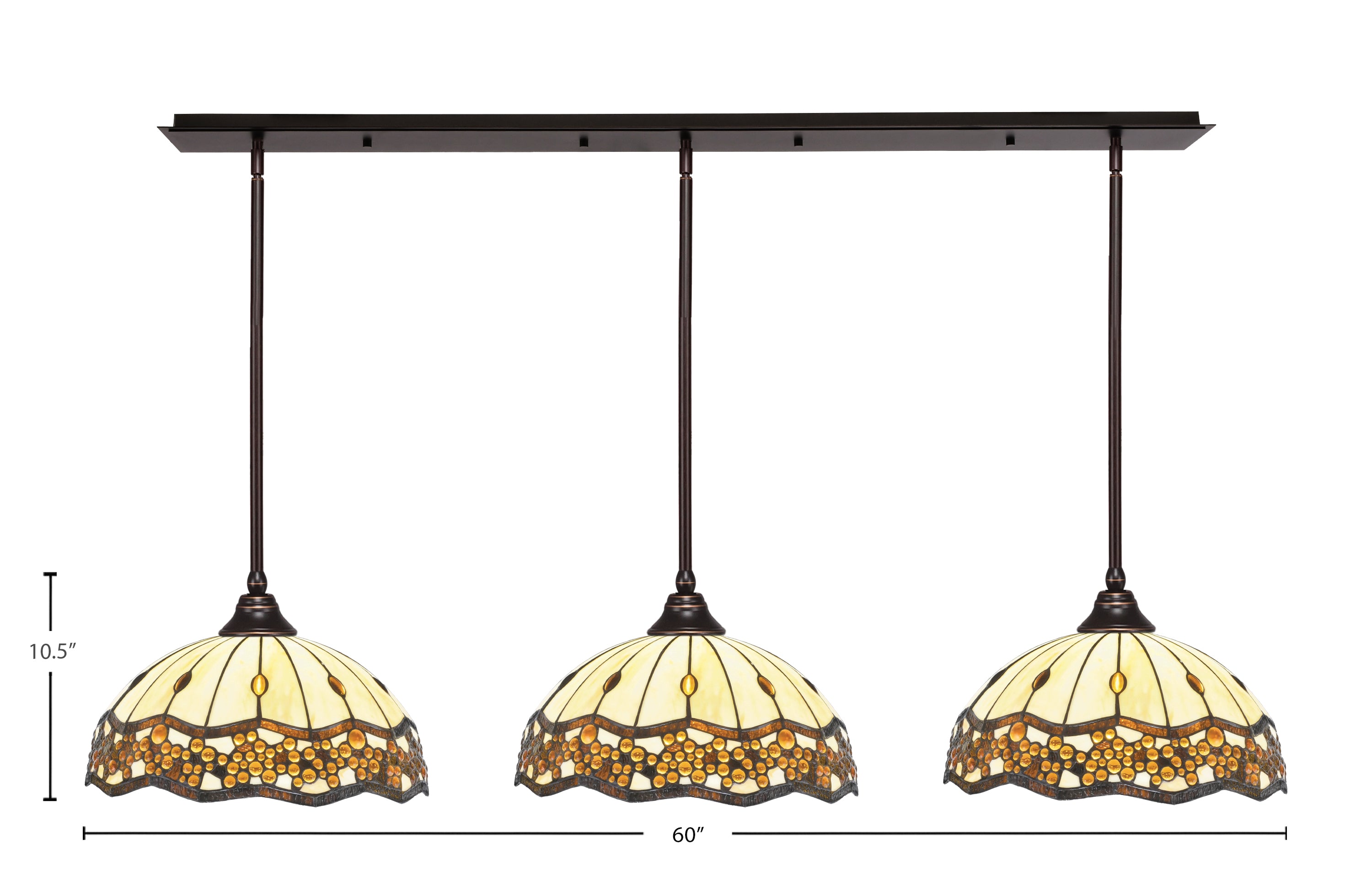 Any Three Light Multi Light Pendant in Dark Granite with 16" Roman Jewel Art Glass Shade