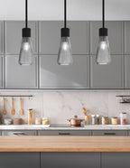 Everleigh One Light Mini Pendant in Matte Black with Smoke Ribbed Shade