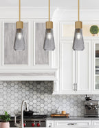 Everleigh One Light Mini Pendant in New Age Brass with Smoke Ribbed Shade
