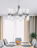 Everleigh 16 Light Chandelier in Graphite with White Opal Shade