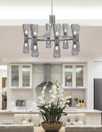 Everleigh 16 Light Chandelier in Graphite with Smoke Ribbed Shade