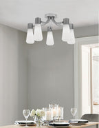 Everleigh Five Light Semi-Flush Mount in Graphite with White Opal Shade
