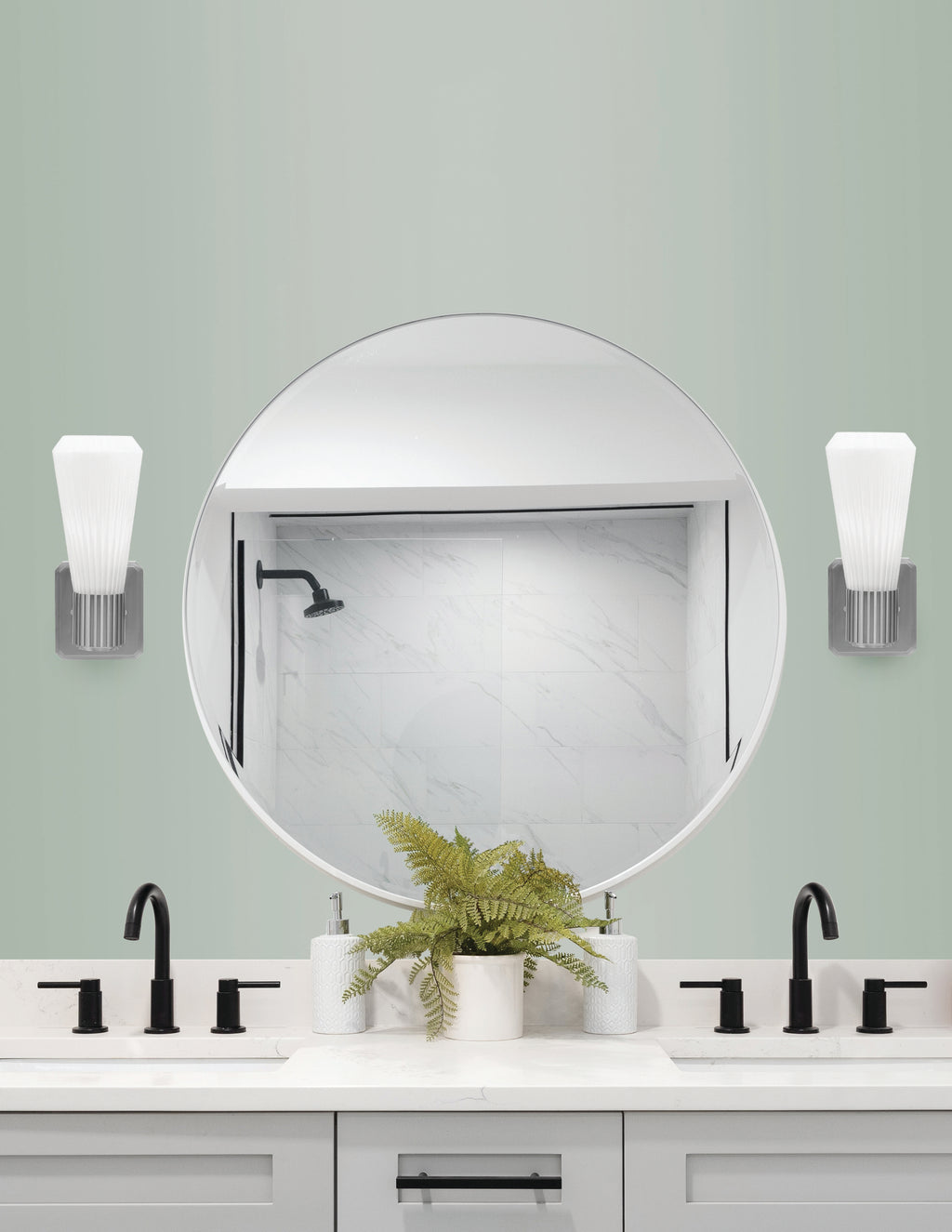 Everleigh One Light Wall Sconce in Graphite with White Opal Shade