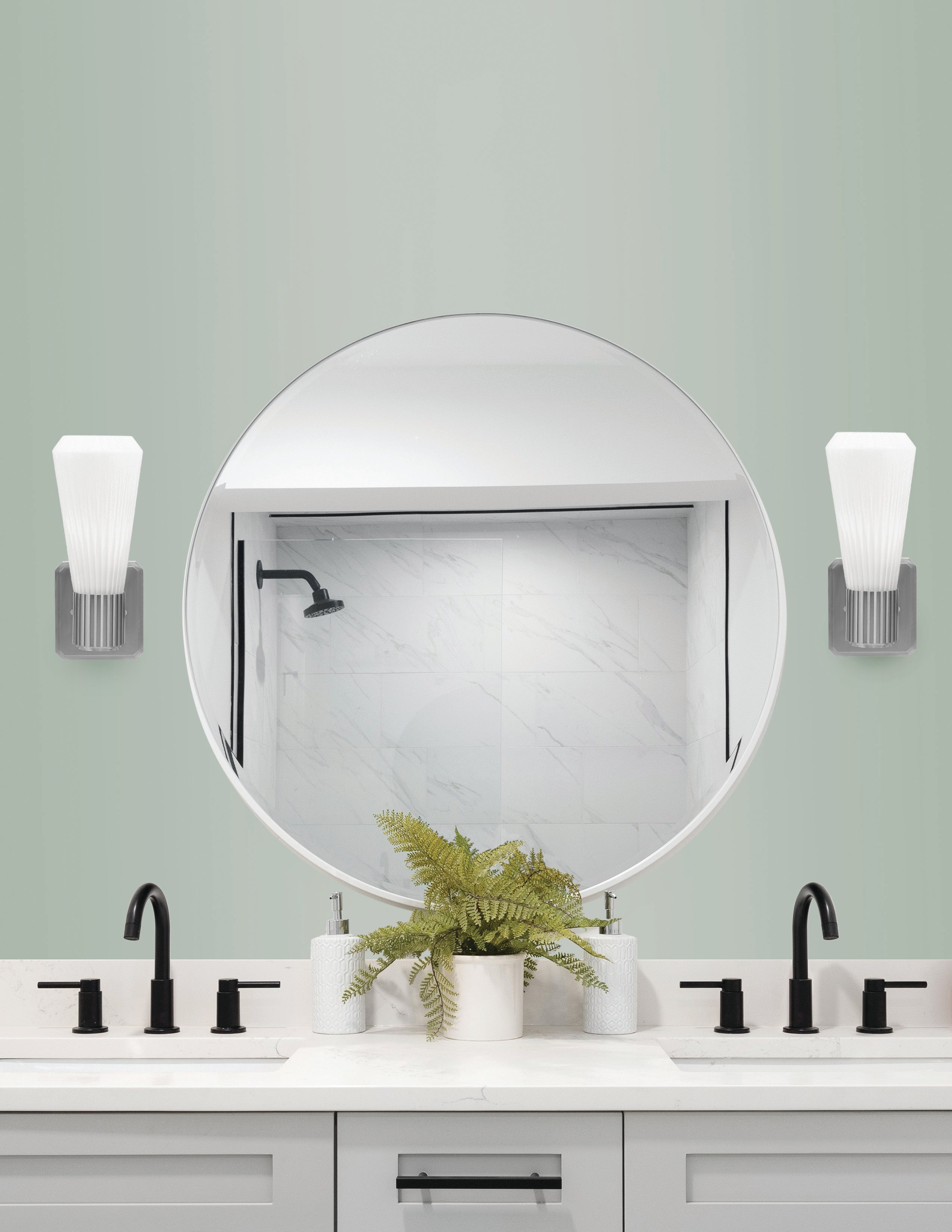 Everleigh One Light Wall Sconce in Graphite with White Opal Shade
