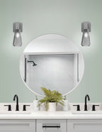 Everleigh One Light Wall Sconce in Graphite with Smoke Ribbed Shade