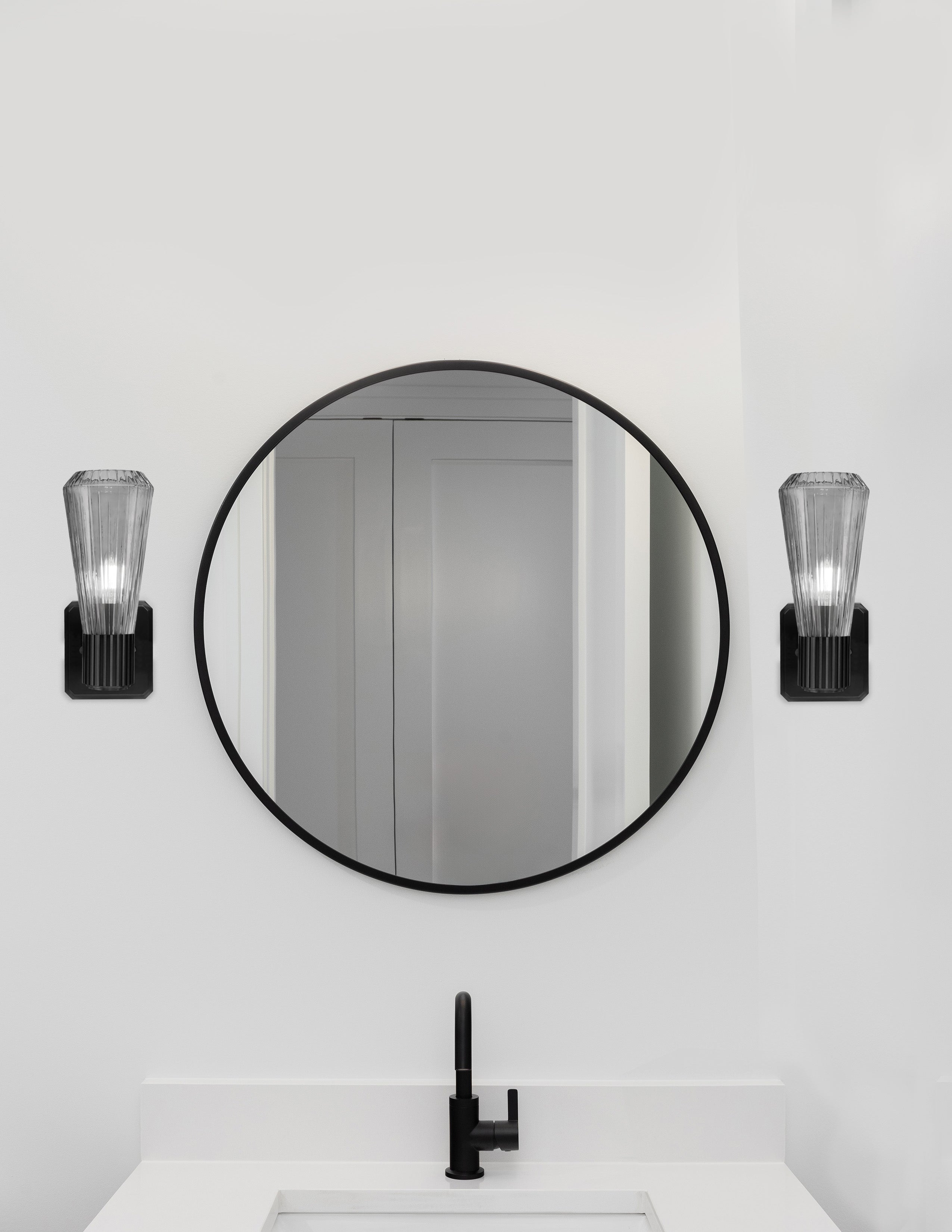 Everleigh One Light Wall Sconce in Matte Black with Smoke Ribbed Shade