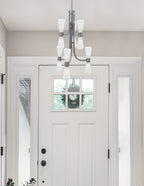 Everleigh 12 Light Chandelier in Graphite with White Opal Shade
