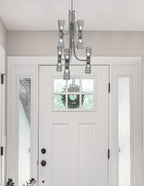 Everleigh 12 Light Chandelier in Graphite with Smoke Ribbed Shade