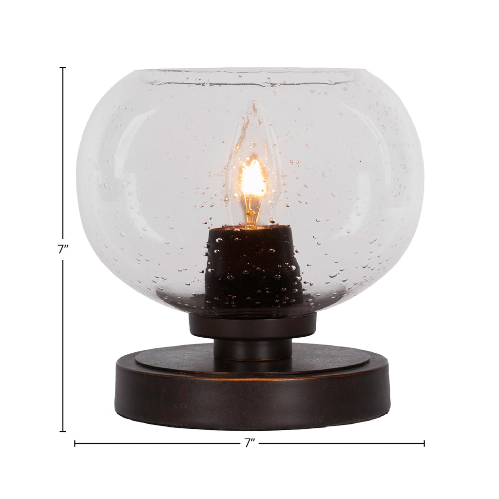 Luna One Light Table Lamp in Dark Granite with 7" Clear Bubble Shade