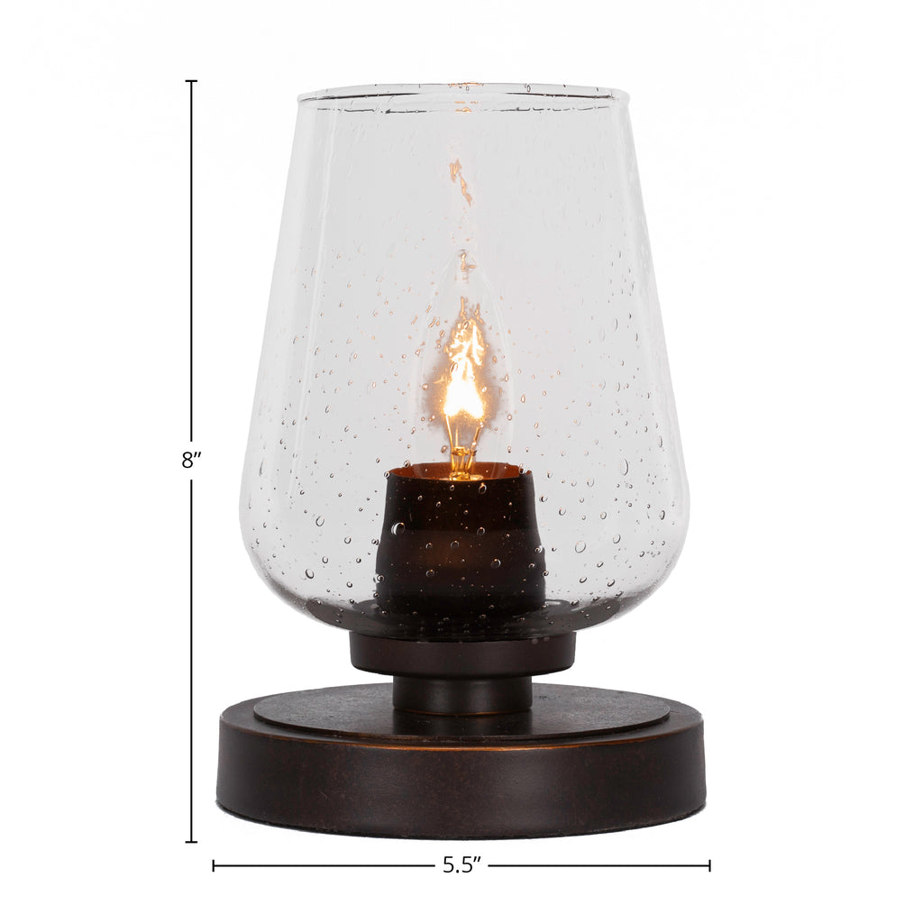Luna One Light Table Lamp in Dark Granite with 5" Clear Bubble Shade