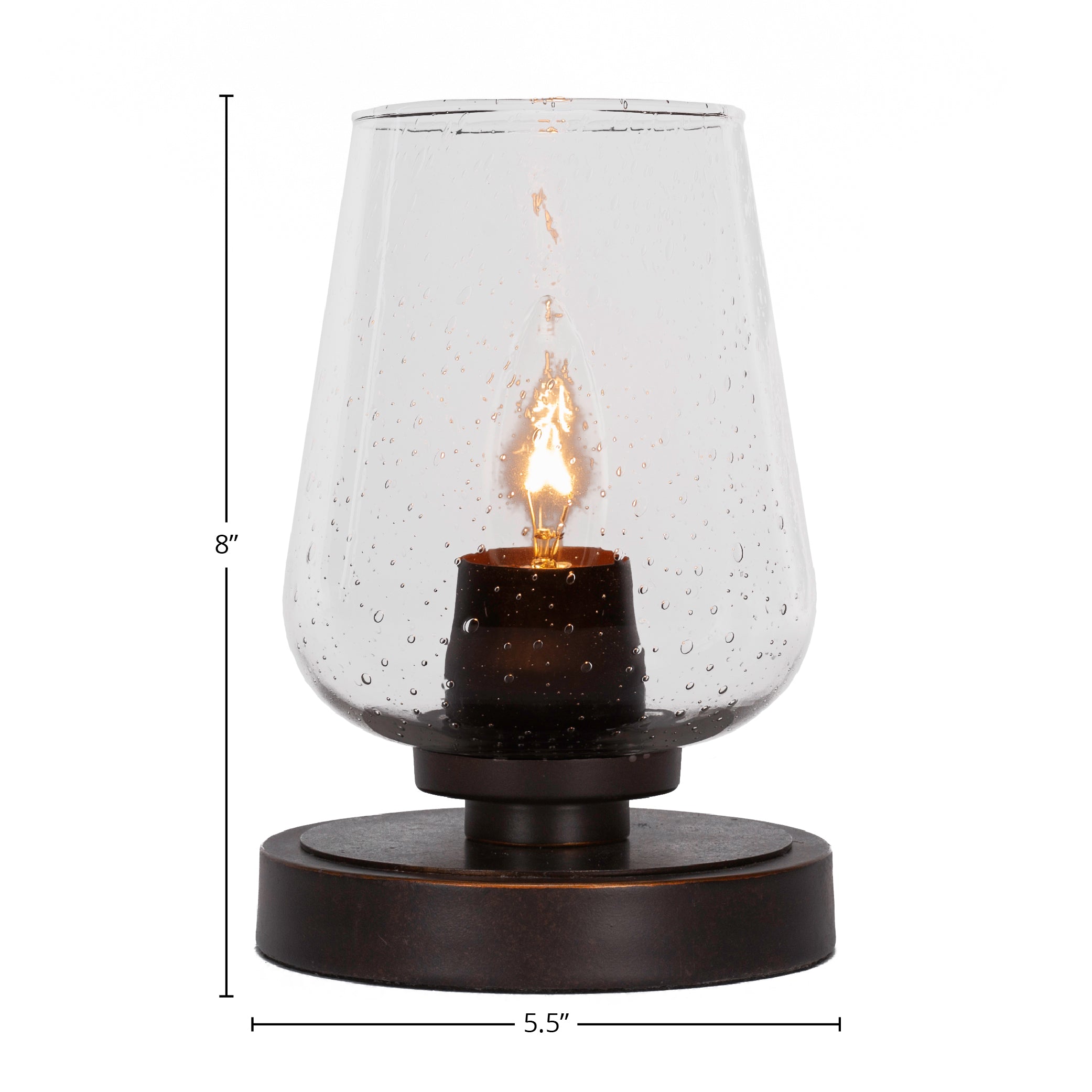 Luna One Light Table Lamp in Dark Granite with 5" Clear Bubble Shade