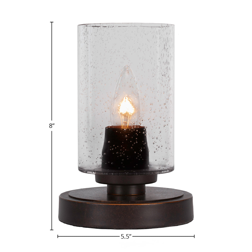 Luna One Light Table Lamp in Dark Granite with 4" Clear Bubble Shade