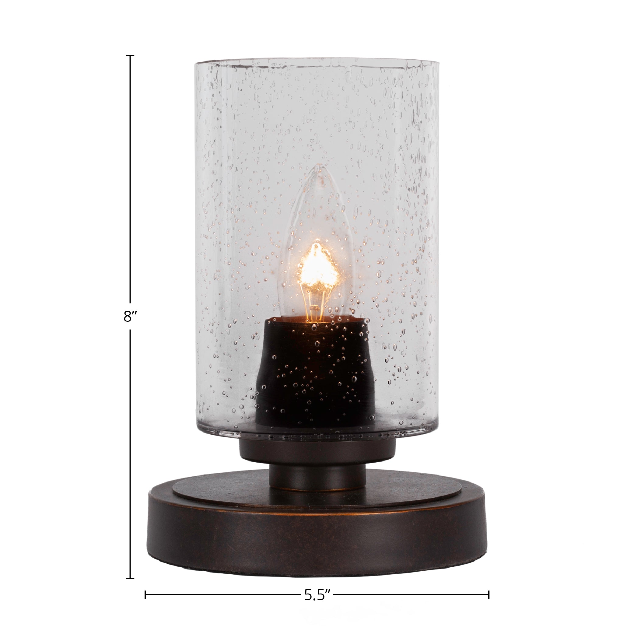 Luna One Light Table Lamp in Dark Granite with 4" Clear Bubble Shade
