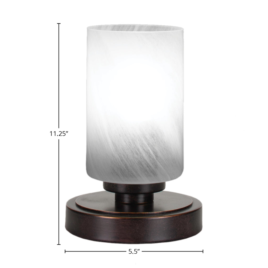 Luna One Light Table Lamp in Dark Granite with 4" White Marble Shade