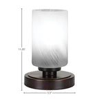 Luna One Light Table Lamp in Dark Granite with 4" White Marble Shade