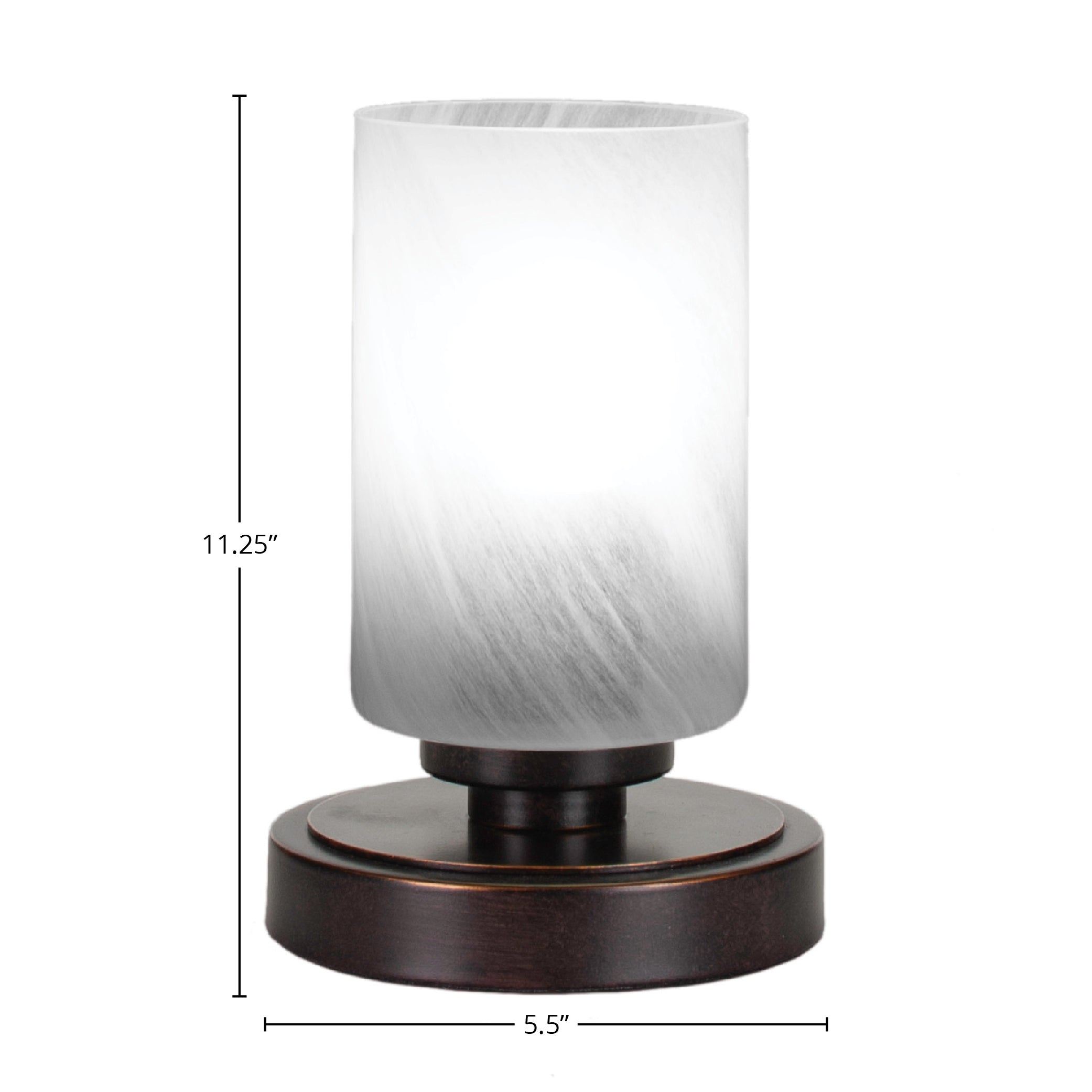 Luna One Light Table Lamp in Dark Granite with 4" White Marble Shade