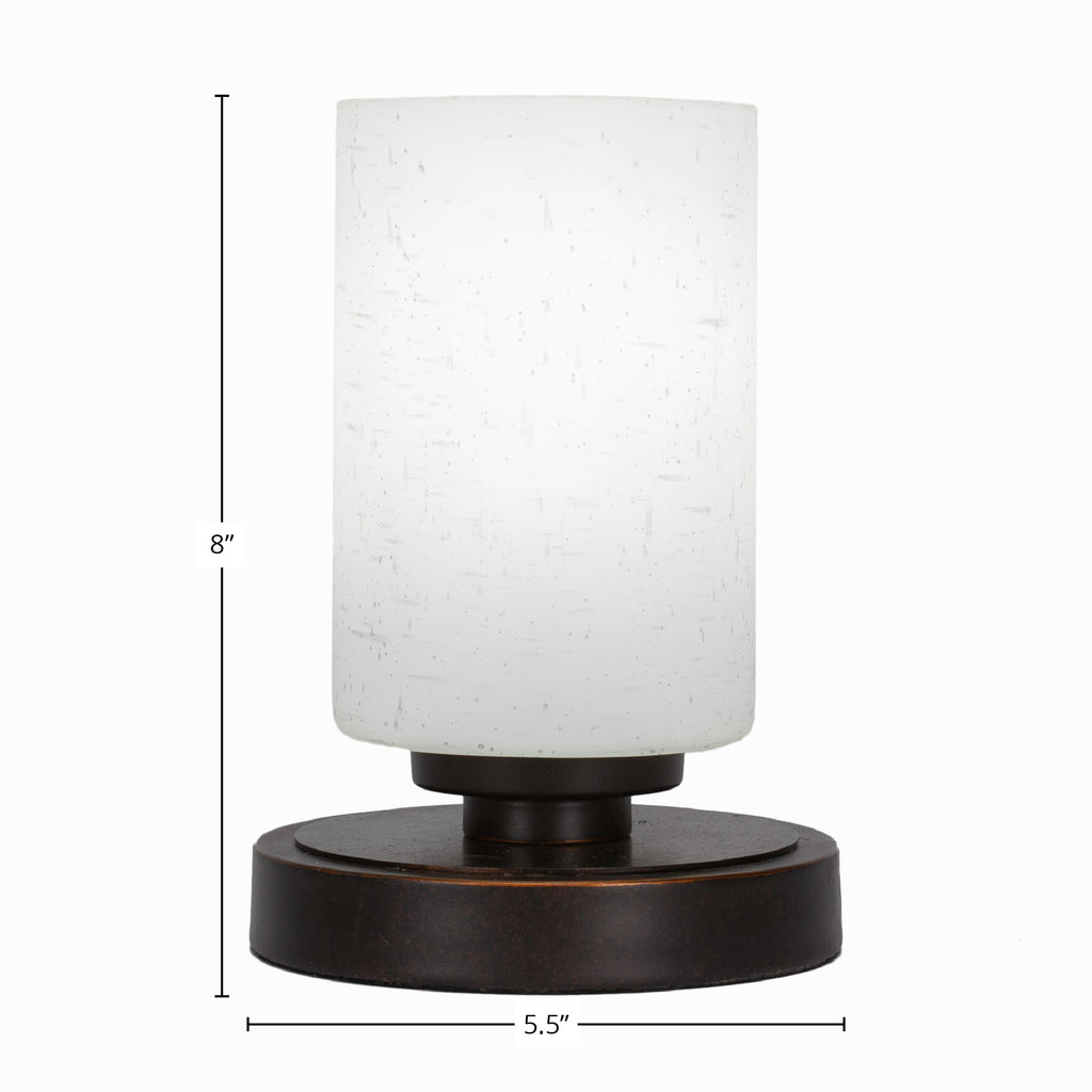 Luna One Light Table Lamp in Dark Granite with 4" White Muslin Shade