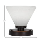 Luna One Light Table Lamp in Dark Granite with 7" White Muslin Shade