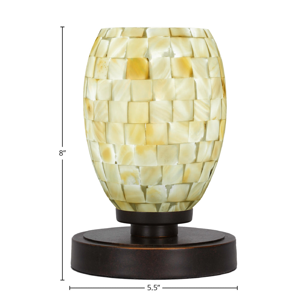 Luna One Light Table Lamp in Dark Granite with 5" Ivory Glaze Seashell Shade