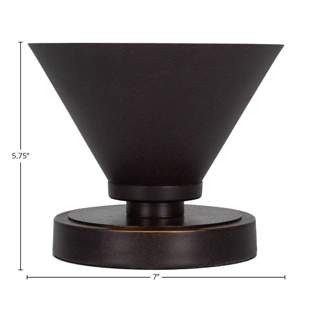 Luna One Light Table Lamp in Dark Granite with 7" Dark Granite Cone Metal Shade Shade