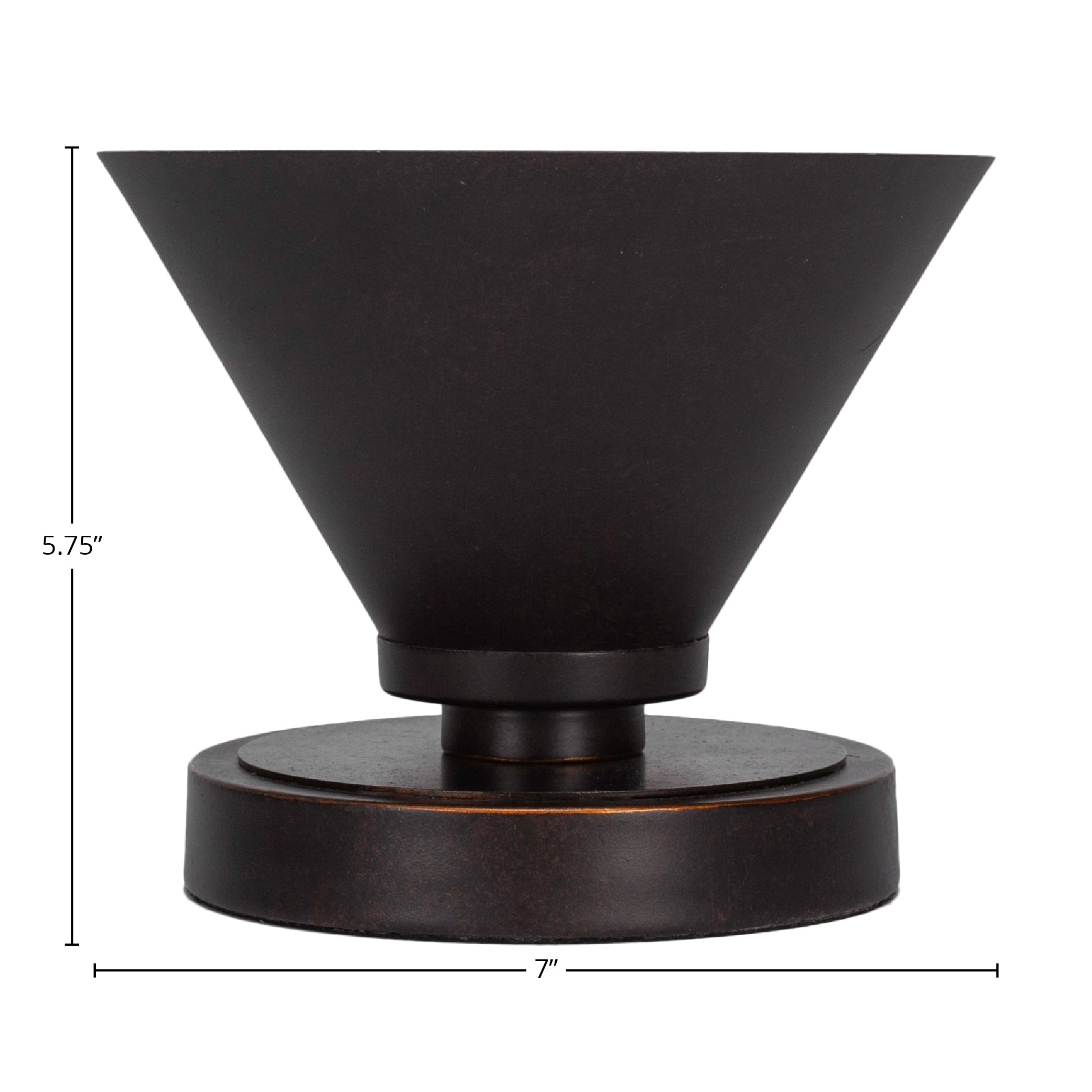 Luna One Light Table Lamp in Dark Granite with 7" Dark Granite Cone Metal Shade Shade