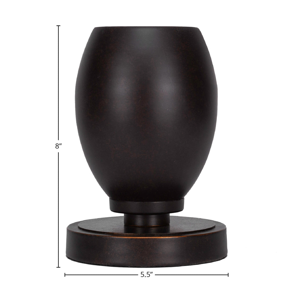 Luna One Light Table Lamp in Dark Granite with 5" Dark Granite Oval Metal Shade Shade