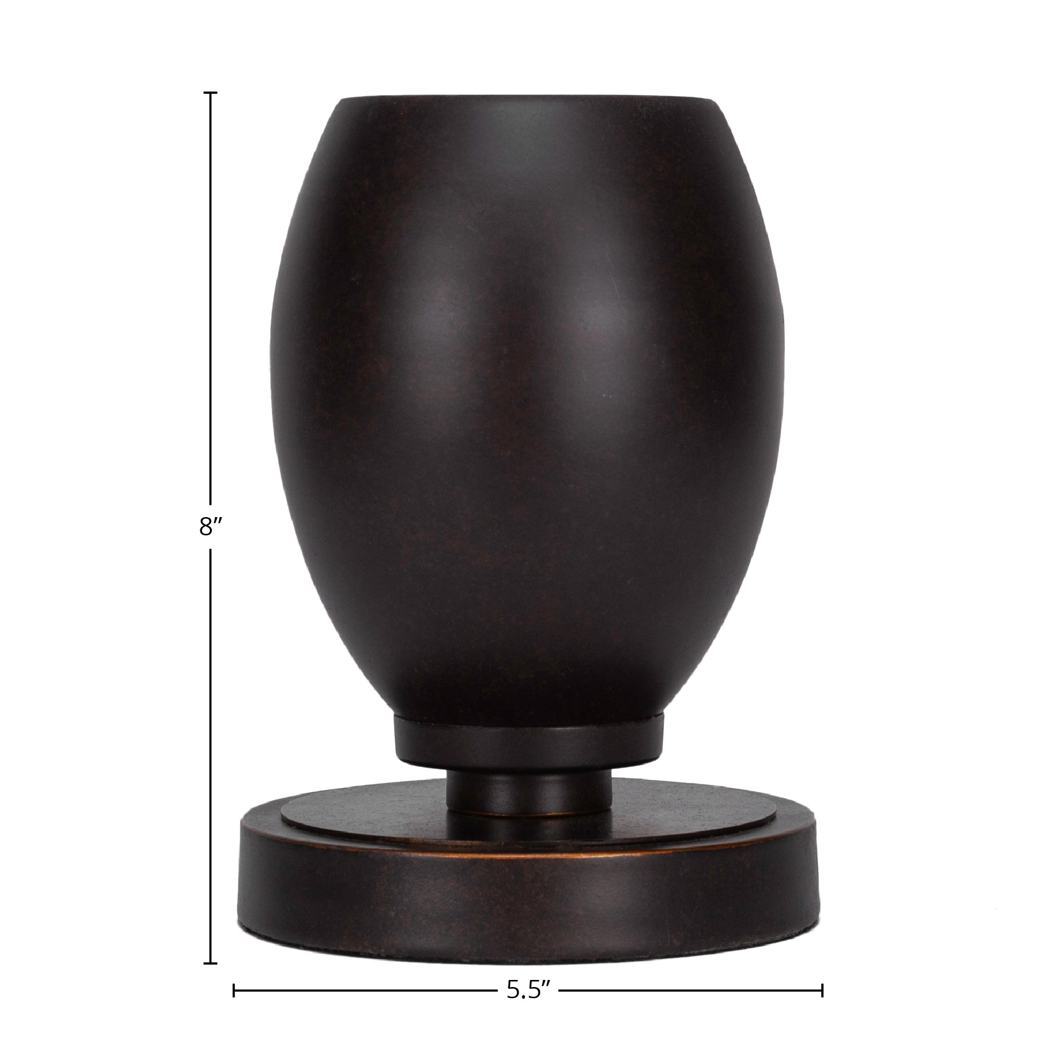 Luna One Light Table Lamp in Dark Granite with 5" Dark Granite Oval Metal Shade Shade