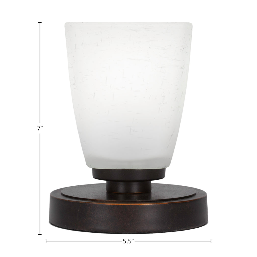 Luna One Light Table Lamp in Dark Granite with 4.5" Square White Muslin Shade