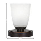Luna One Light Table Lamp in Dark Granite with 4.5" Square White Muslin Shade
