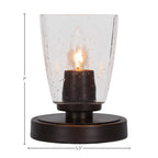 Luna One Light Table Lamp in Dark Granite with 4.5" Square Clear Bubble Shade