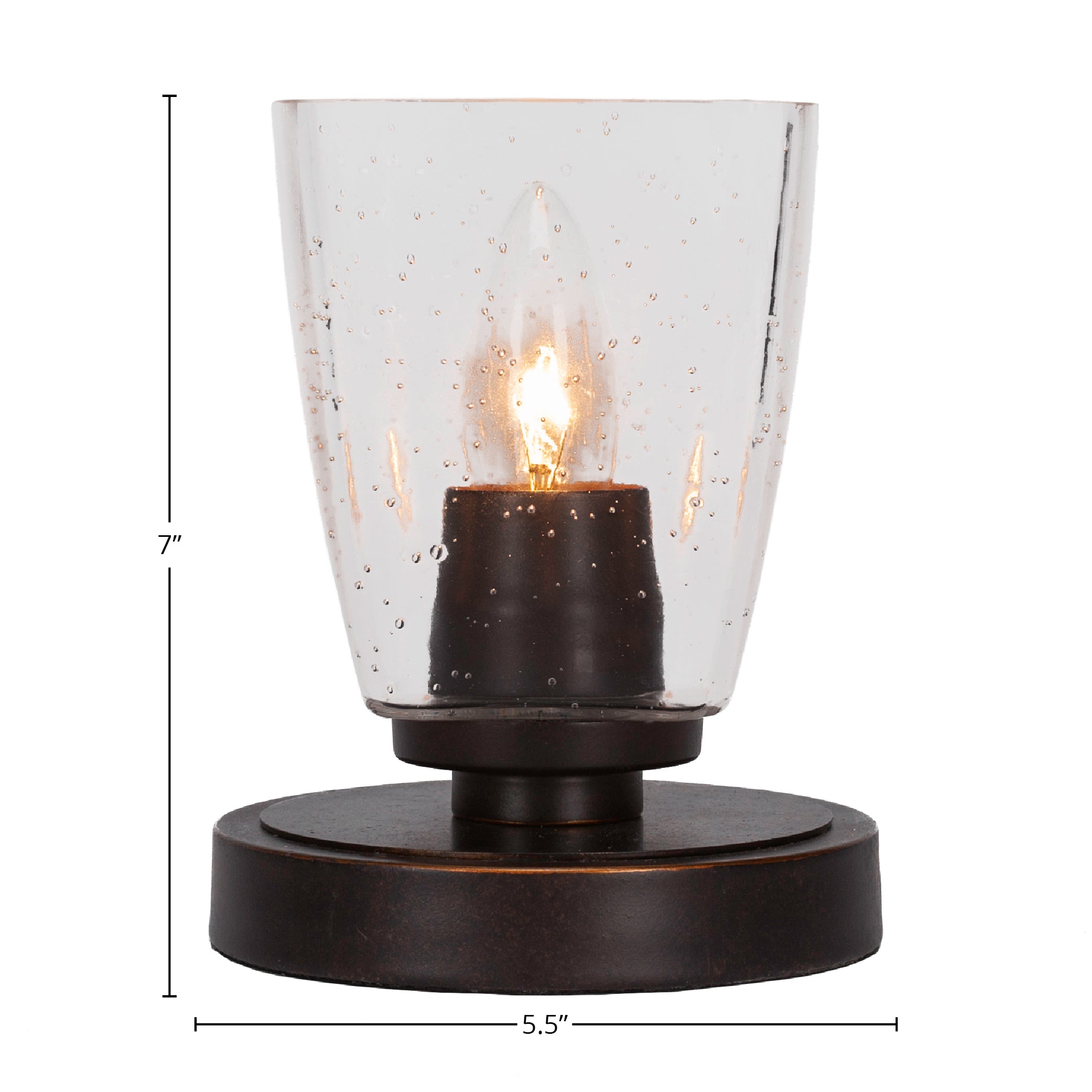 Luna One Light Table Lamp in Dark Granite with 4.5" Square Clear Bubble Shade