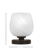 Luna One Light Table Lamp in Dark Granite with 6" White Marble Shade