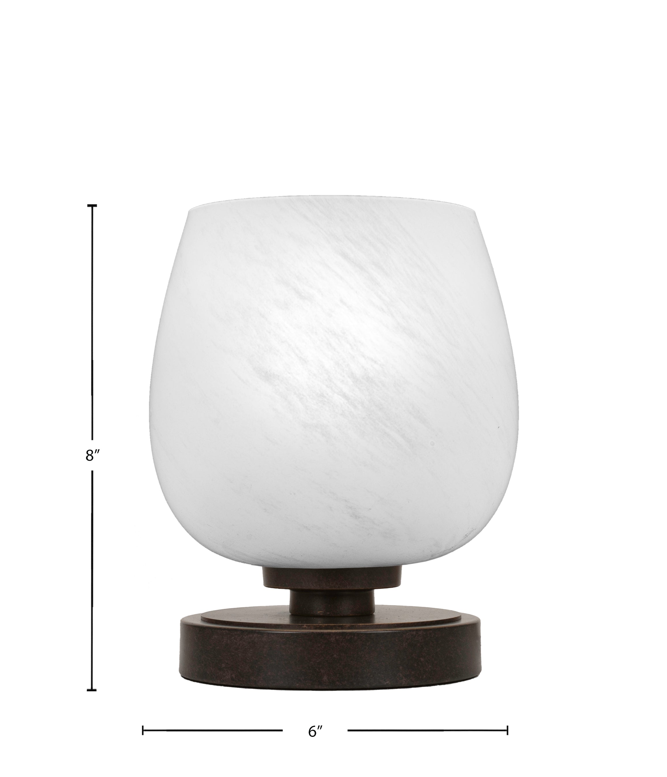 Luna One Light Table Lamp in Dark Granite with 6" White Marble Shade