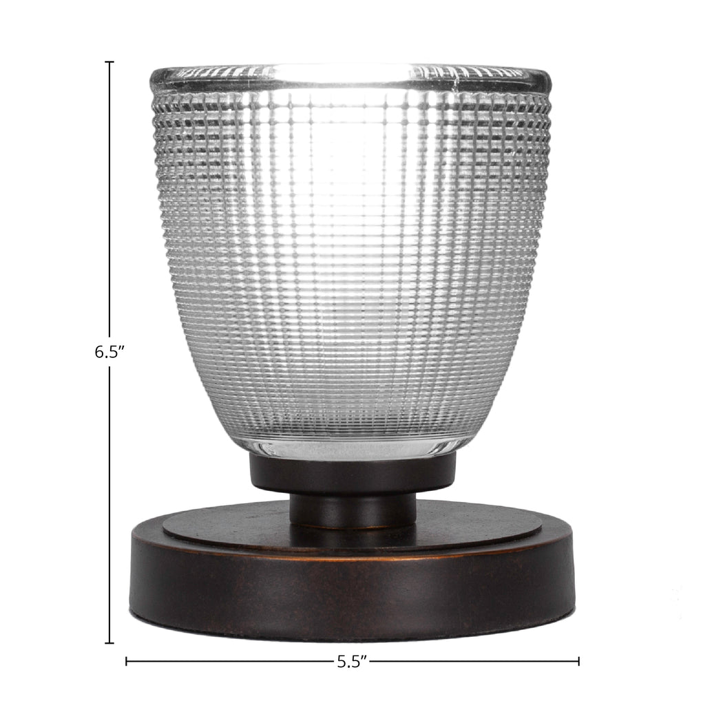 Luna One Light Table Lamp in Dark Granite with 5" Clear Ribbed Shade