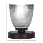 Luna One Light Table Lamp in Dark Granite with 5" Clear Ribbed Shade