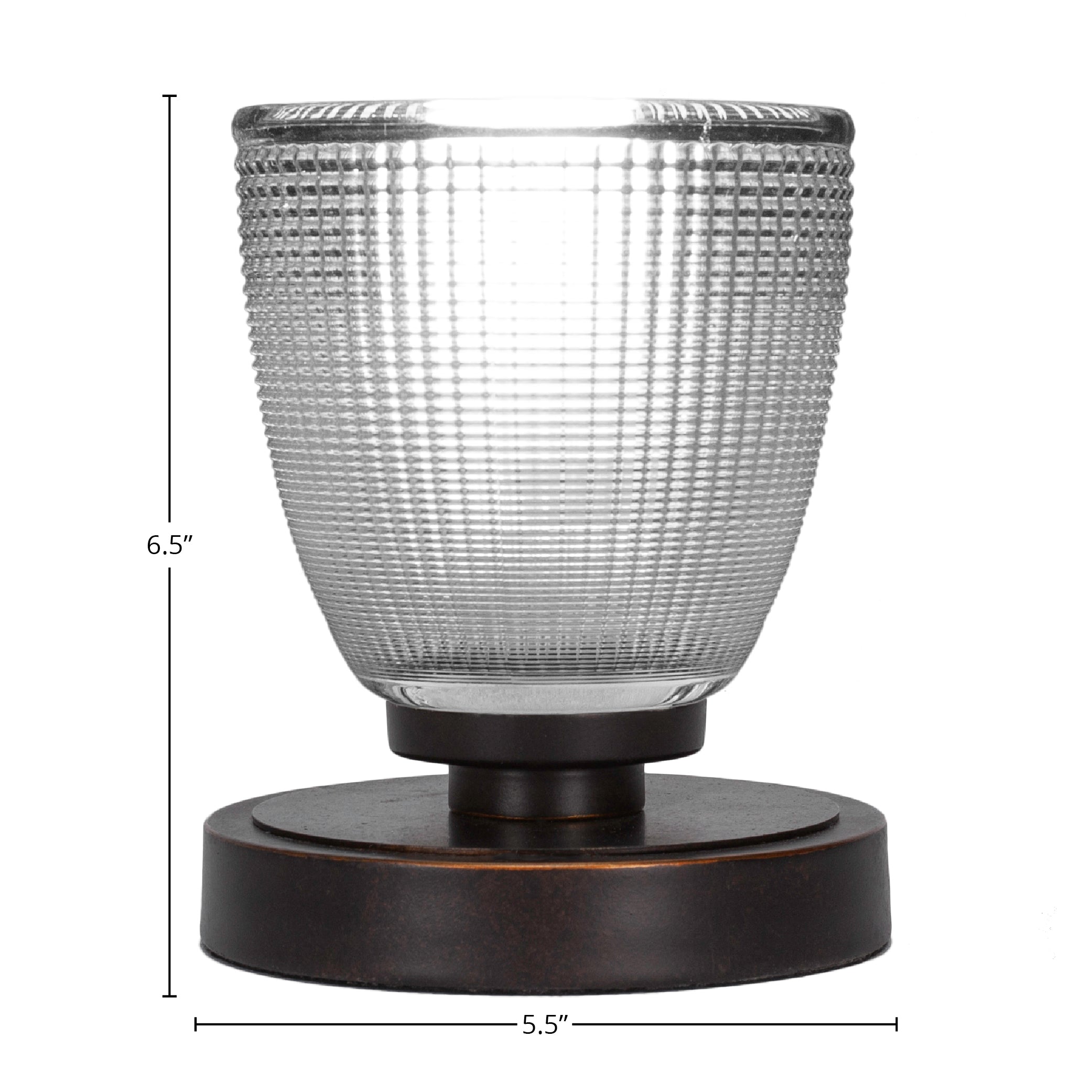 Luna One Light Table Lamp in Dark Granite with 5" Clear Ribbed Shade