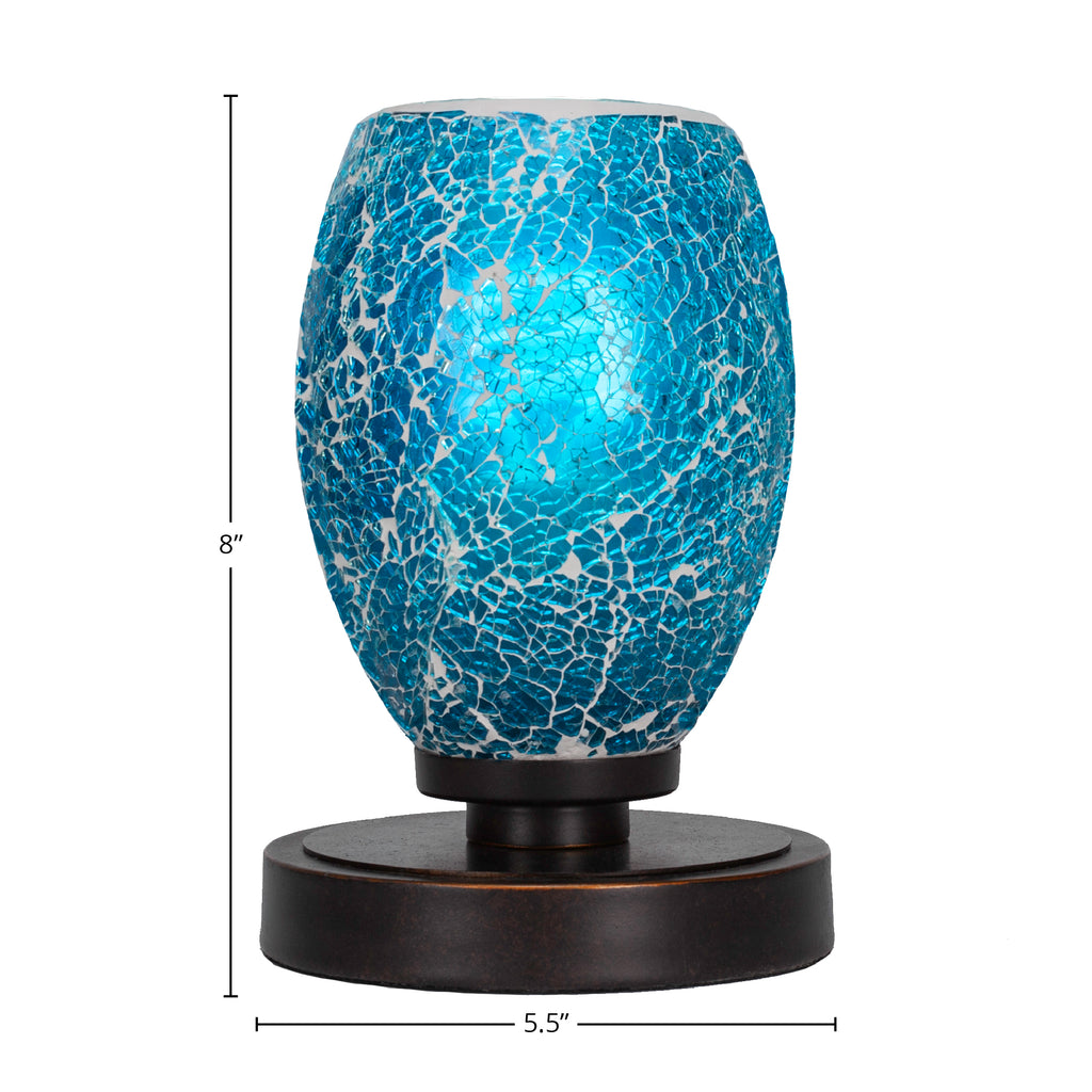 Luna One Light Table Lamp in Dark Granite with 5" Turquoise Fusion Shade