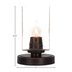 Luna One Light Table Lamp in Dark Granite with 4" Square Clear Bubble Shade