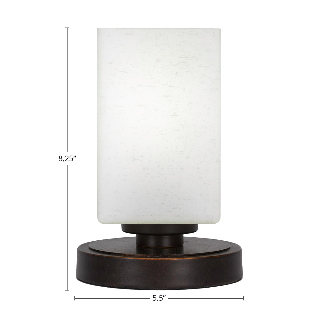 Luna One Light Table Lamp in Dark Granite with 4" Square White Muslin Shade