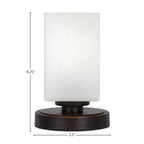 Luna One Light Table Lamp in Dark Granite with 4" Square White Muslin Shade