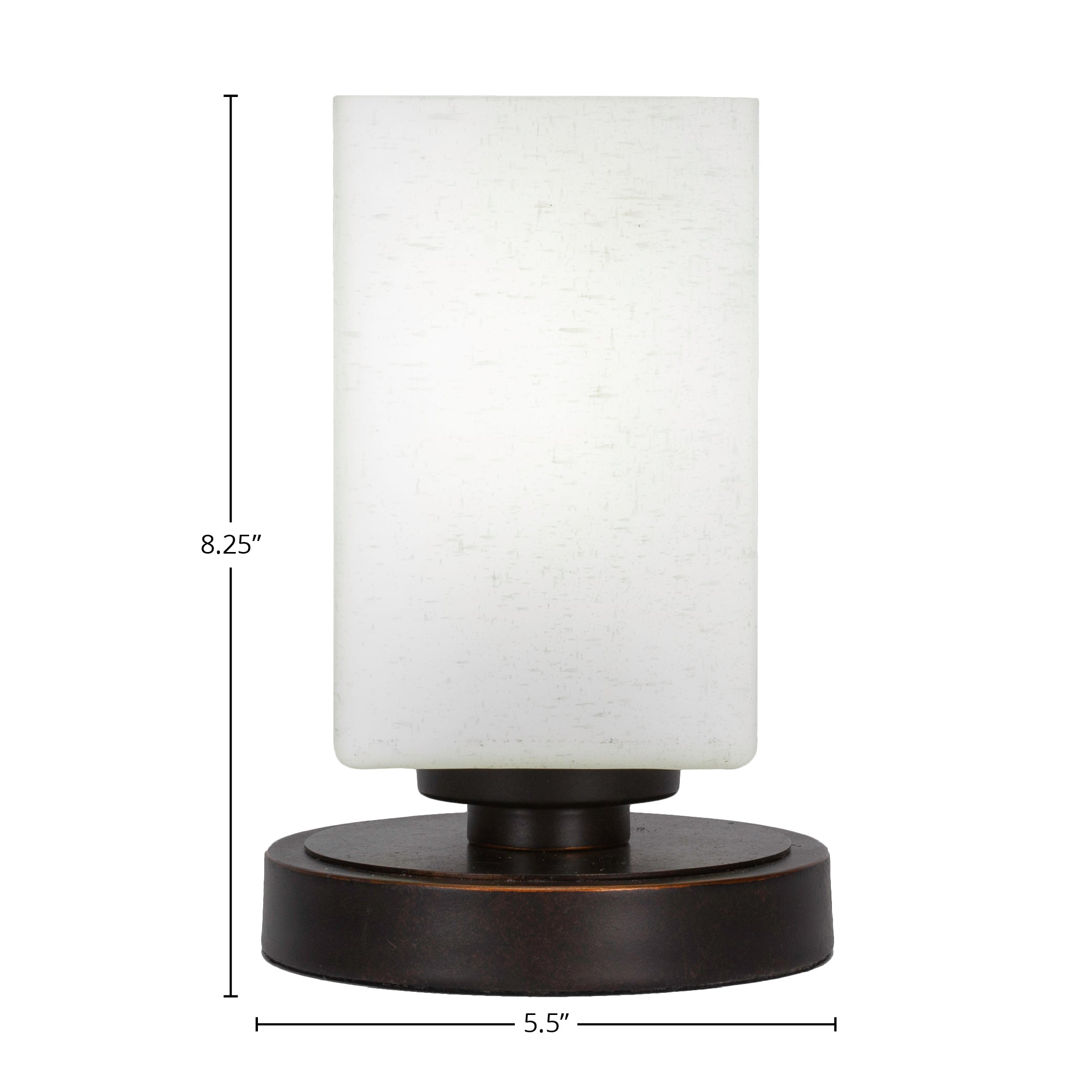 Luna One Light Table Lamp in Dark Granite with 4" Square White Muslin Shade