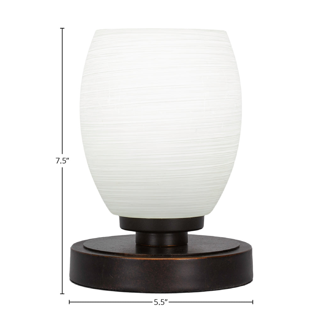 Luna One Light Table Lamp in Dark Granite with 5" White Linen Shade