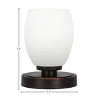 Luna One Light Table Lamp in Dark Granite with 5" White Linen Shade