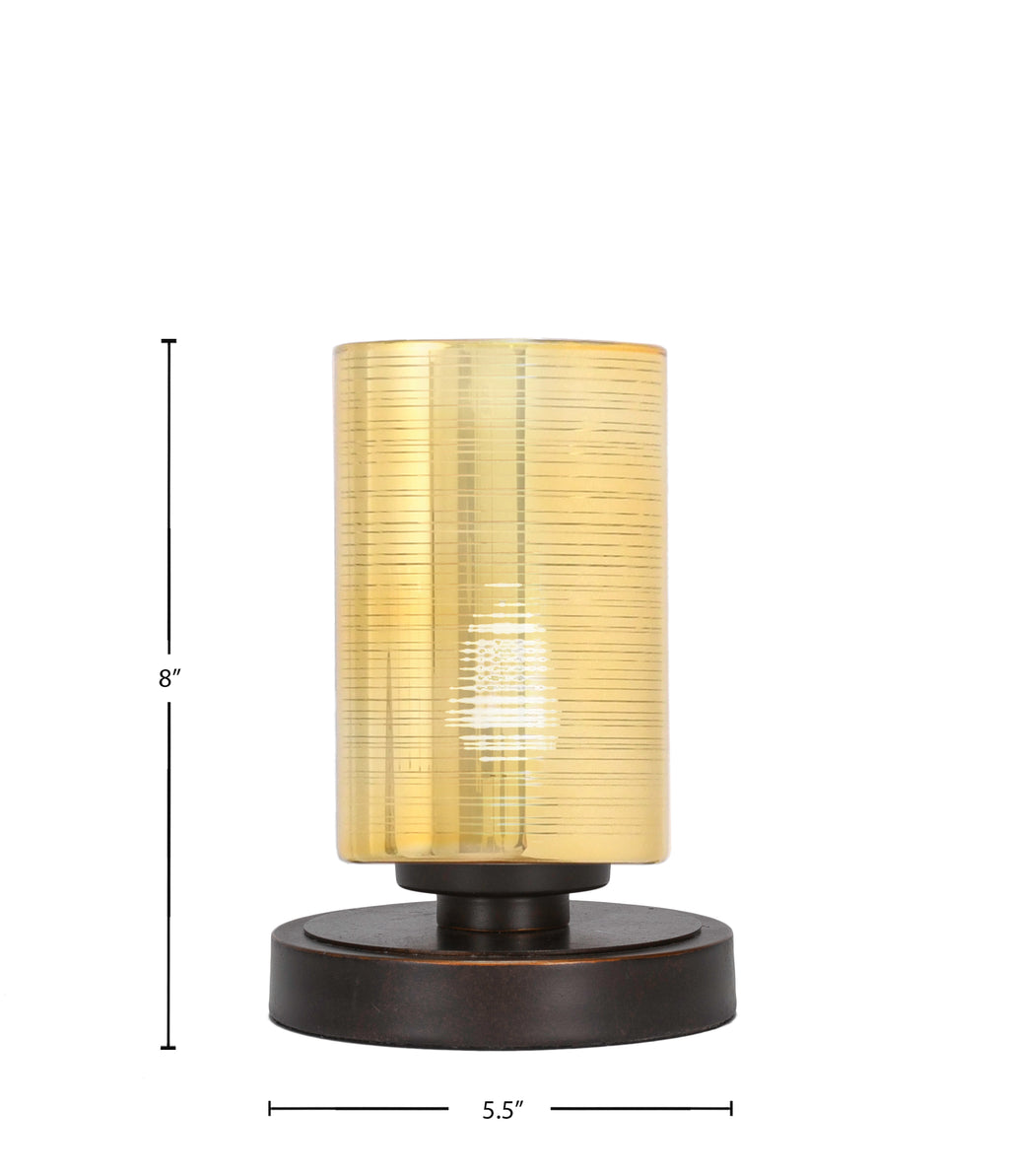 Luna One Light Table Lamp in Dark Granite with 4" Gold Matrix Shade