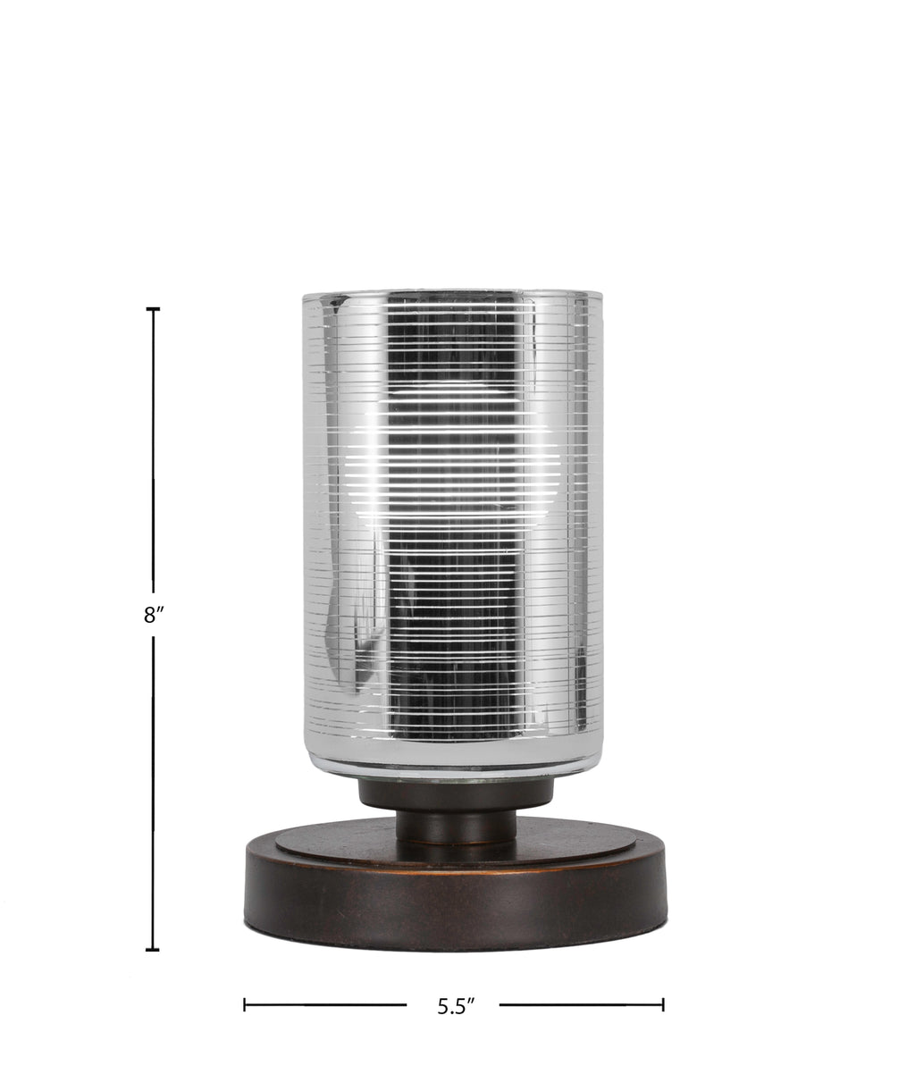 Luna One Light Table Lamp in Dark Granite with 4" Silver Matrix Shade