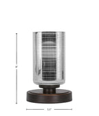 Luna One Light Table Lamp in Dark Granite with 4" Silver Matrix Shade