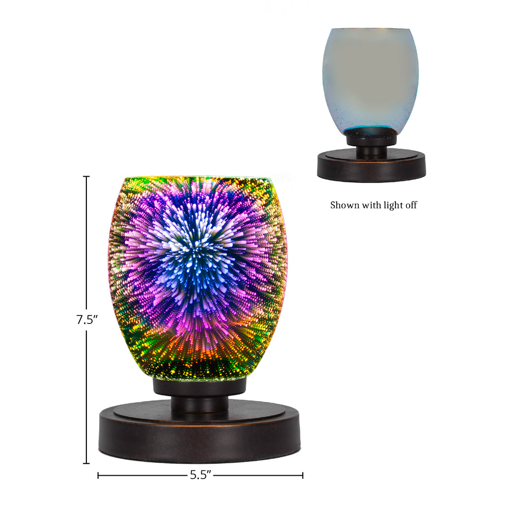 Luna One Light Table Lamp in Dark Granite with 5" Silver Fire Shade