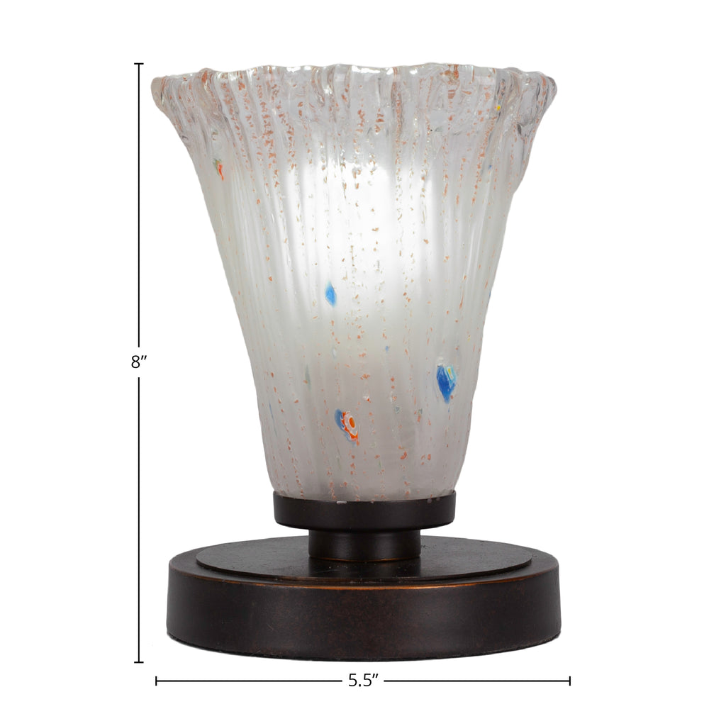 Luna One Light Table Lamp in Dark Granite with 5.5" Fluted Frosted Crystal Shade