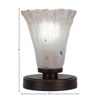 Luna One Light Table Lamp in Dark Granite with 5.5" Fluted Frosted Crystal Shade